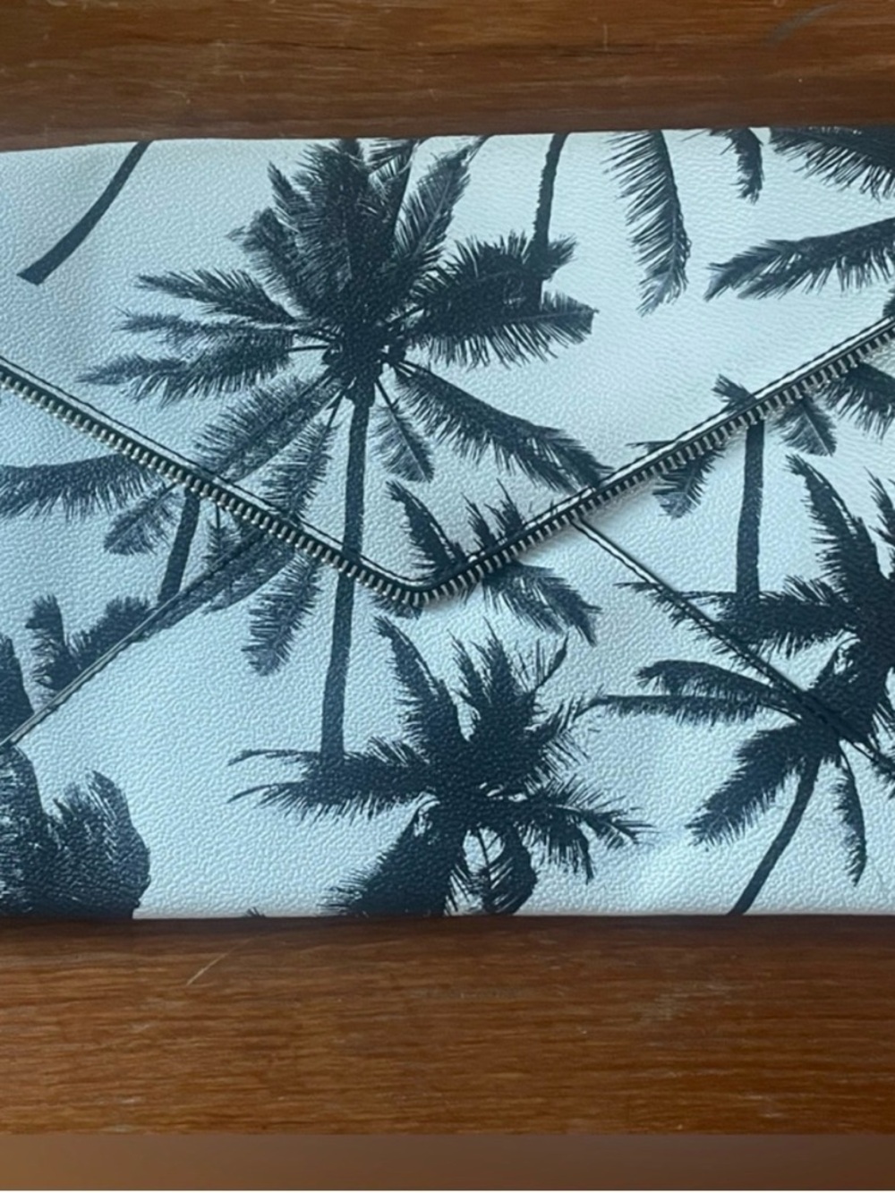 Palm Print Envelope Clutch - White & Black - Rebecca Minkoff